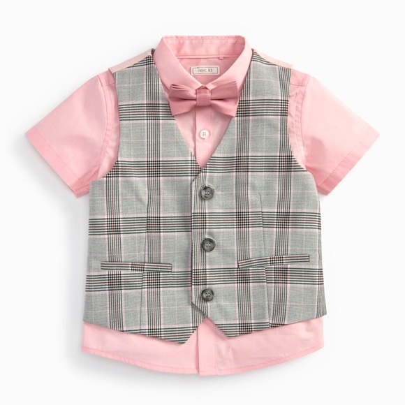 Other - Grey Check Waistcoat and Pink Shirt Set Toddler 1.5T-2 T